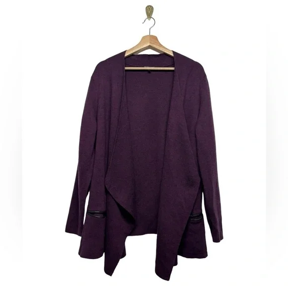 EILEEN FISHER 100% Merino Wool Sweater Cardigan Purple 1X - Picture 3 of 11